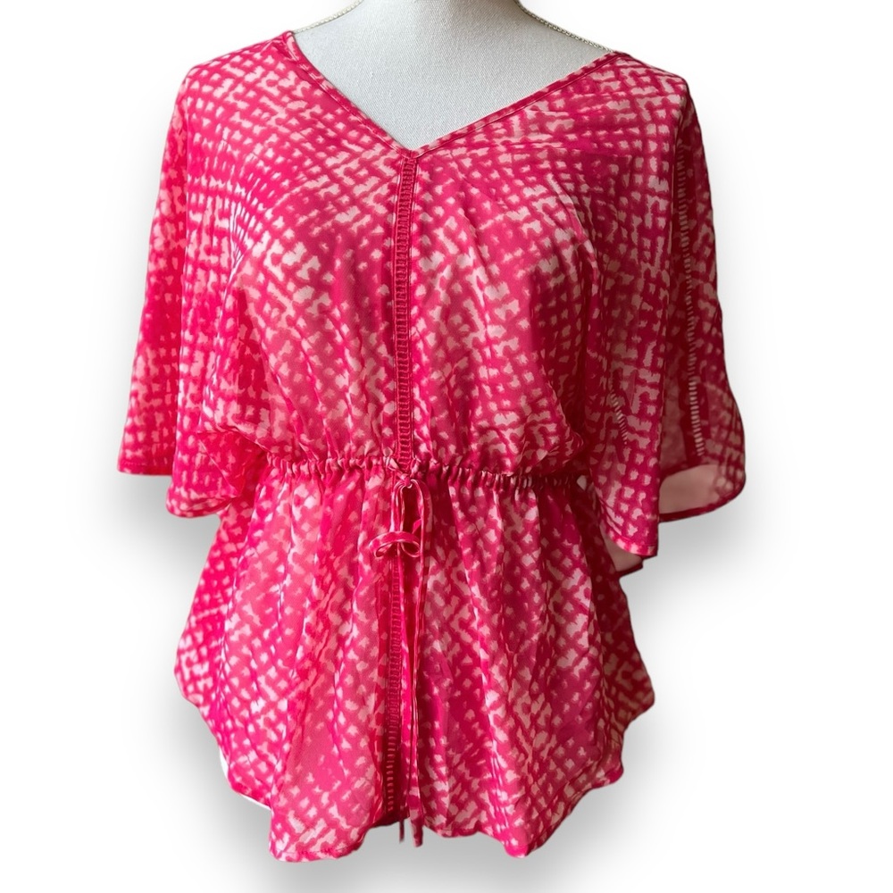 a.n.a Hot Pink  Boho Sheer Lightweight Top